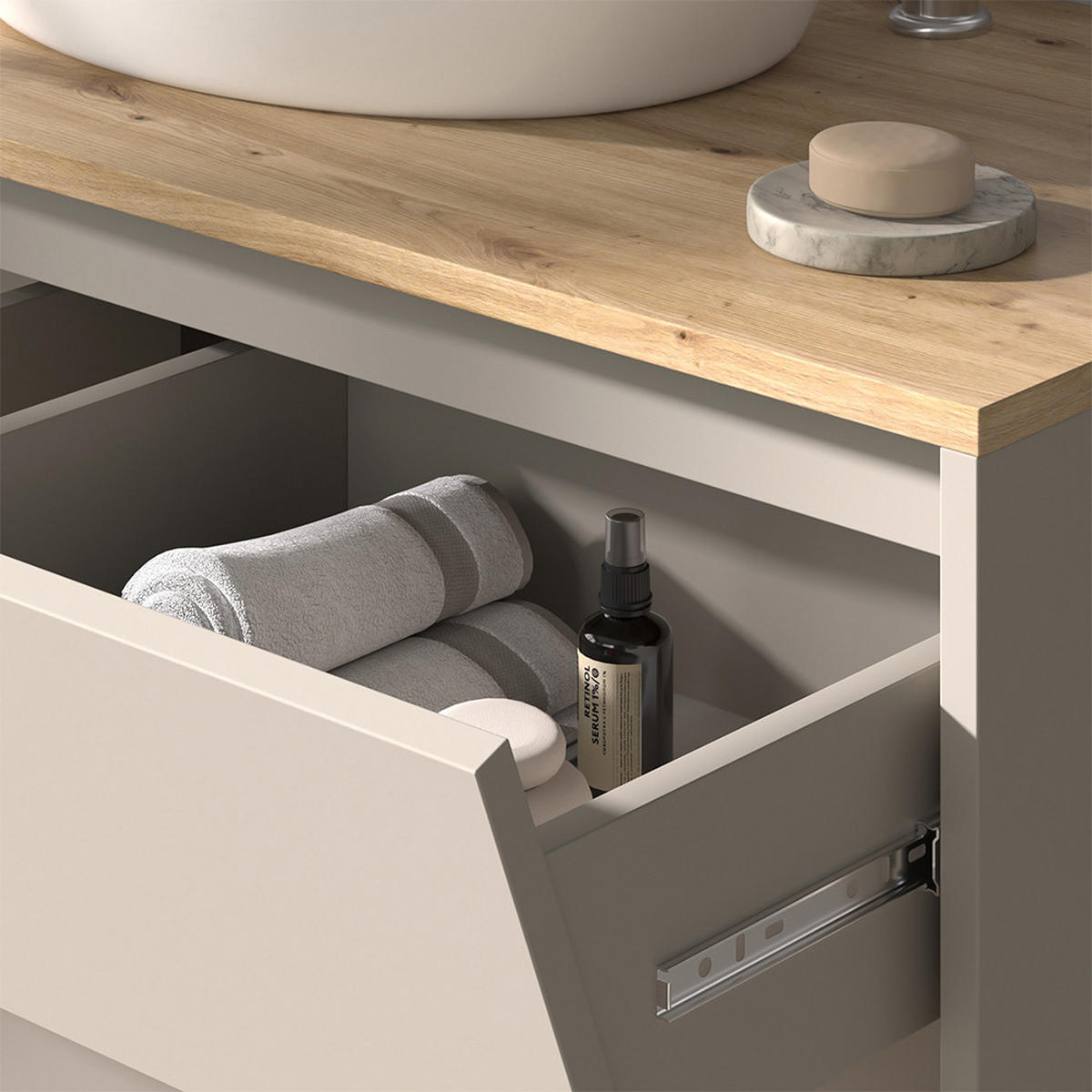 DOLNÍ SKŘÍŇKA POD DŘEZ Edelin Kašmír - kašmírová/světle šedá, kompozitní dřevo (100/50/45cm) - Vicco