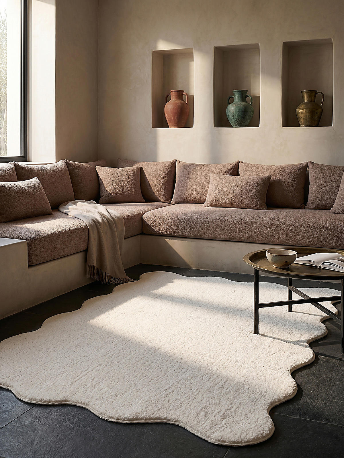 HOCHFLORTEPPICH Antirutsch Uni TIRSO Polyester Creme 140 x 200 cm - Beige, Textil (140/200cm) - KADIMA DESIGN