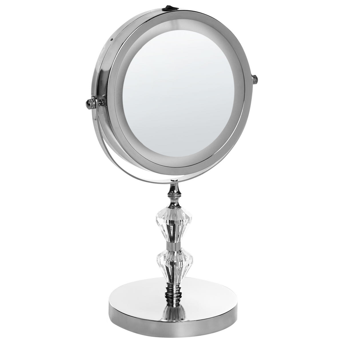 KOSMETICKÉ ZRCADLO stříbrné s LED osvětlením 20 cm Laon - stříbrná, kov (20/31/14cm) - Beliani