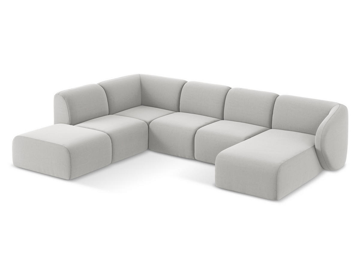 ECKSOFA Rechts Samt Stoff Blau - Türkis/Schwarz, Holzwerkstoff/Kunststoff (248/166cm) - Makamii