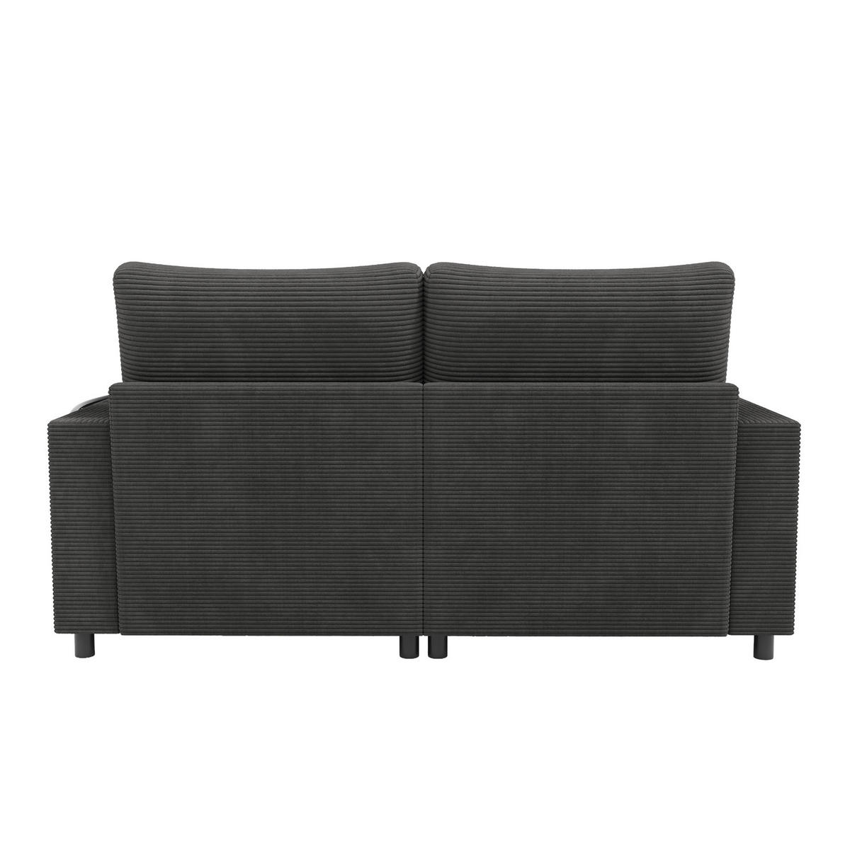 SCHLAFSOFA 163/140/82 cm in Grau – mit USB-Anschluss und Cordbezug - Grau, Textil (140/82/163cm) - BEAOK