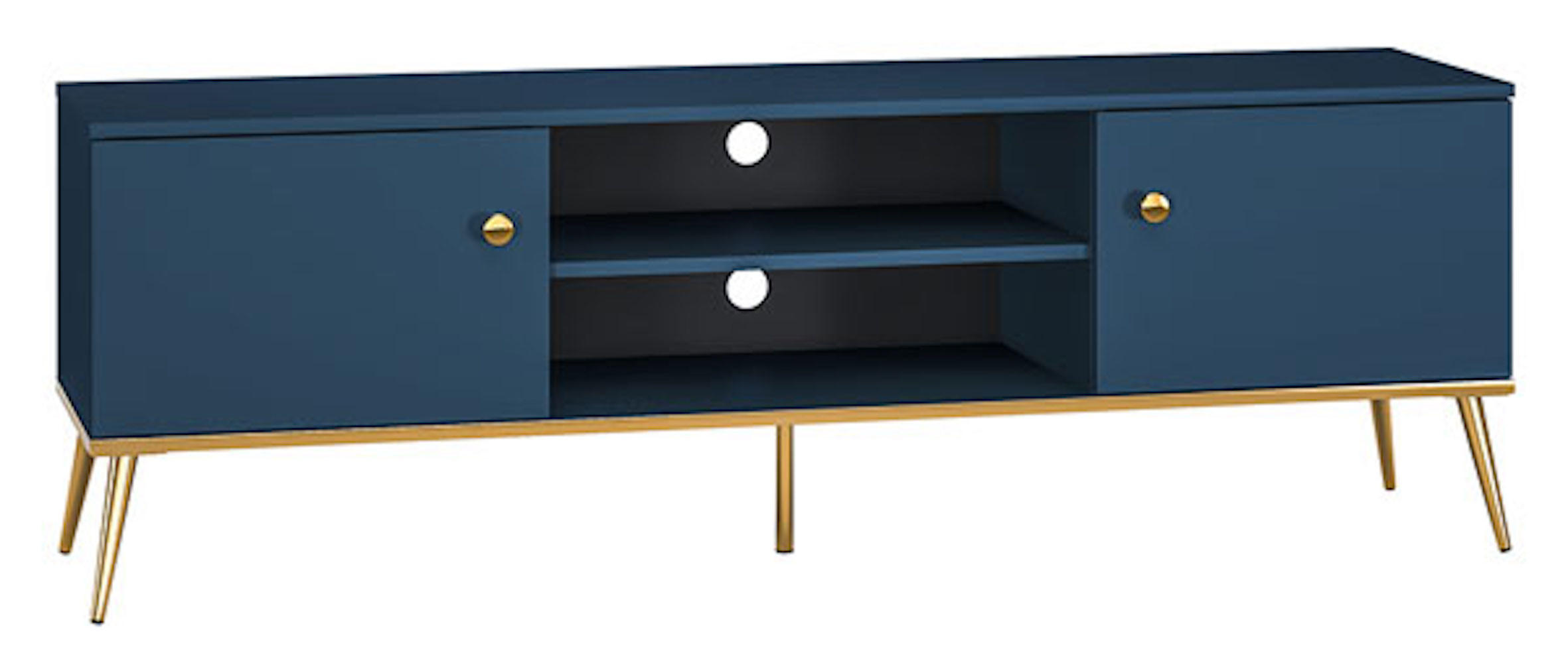 LOWBOARD Marine dunkelblau / gold 160 / 40 / 54cm - Blau/Dunkelblau, Holz/Holzwerkstoff (160/54/40cm) - Feldmann-Wohnen