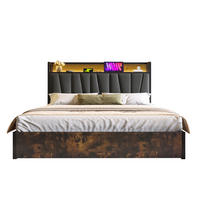 POLSTERBETT 140/200 cm Grau LED mit USB-Anschluss und App-Control - Grau, Textil (140/200cm) - OKWISH