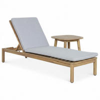GARTENLIEGE MIT BEISTELLTISCH SURIN 2er Set beige, natur - Beige, Holz (187/30/66cm) - IDIMEX