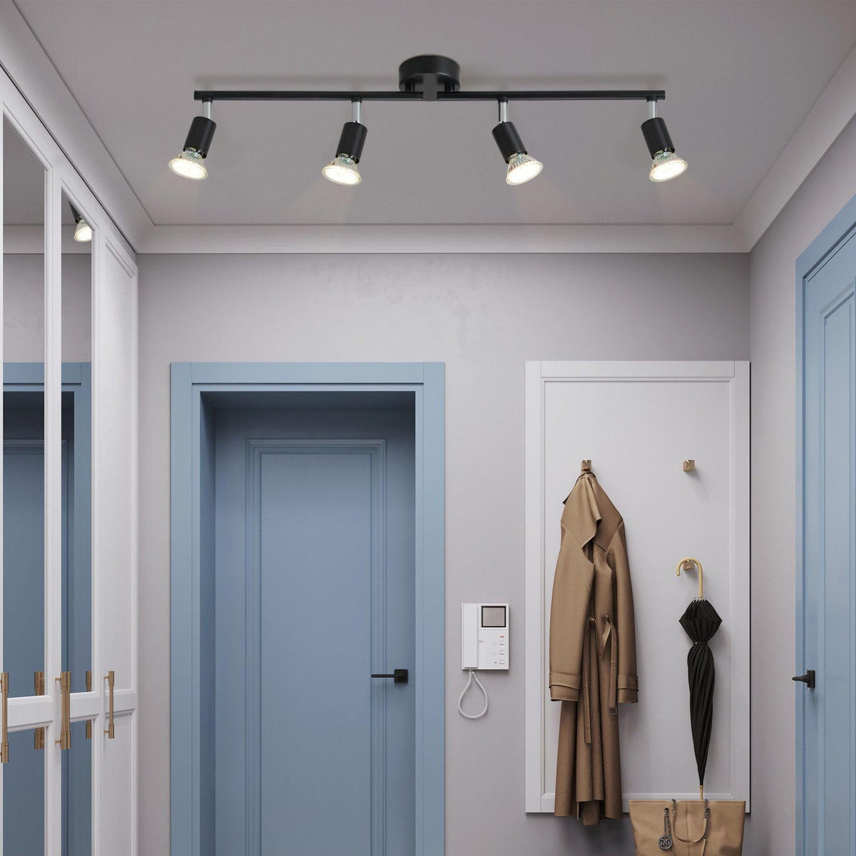 STRAHLER Arnsberg 4-flammig 59.5/8/13 cm - Schwarz, Metall (59.5/8/13cm) - Nettlife