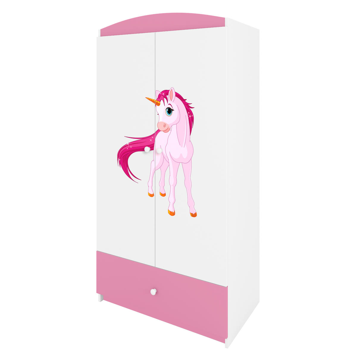 KINDERKLEIDERSCHRANK Einhorn - Hellrosa, Holzwerkstoff (90/175/52cm) - RAUMHIRSCH FURNITURE