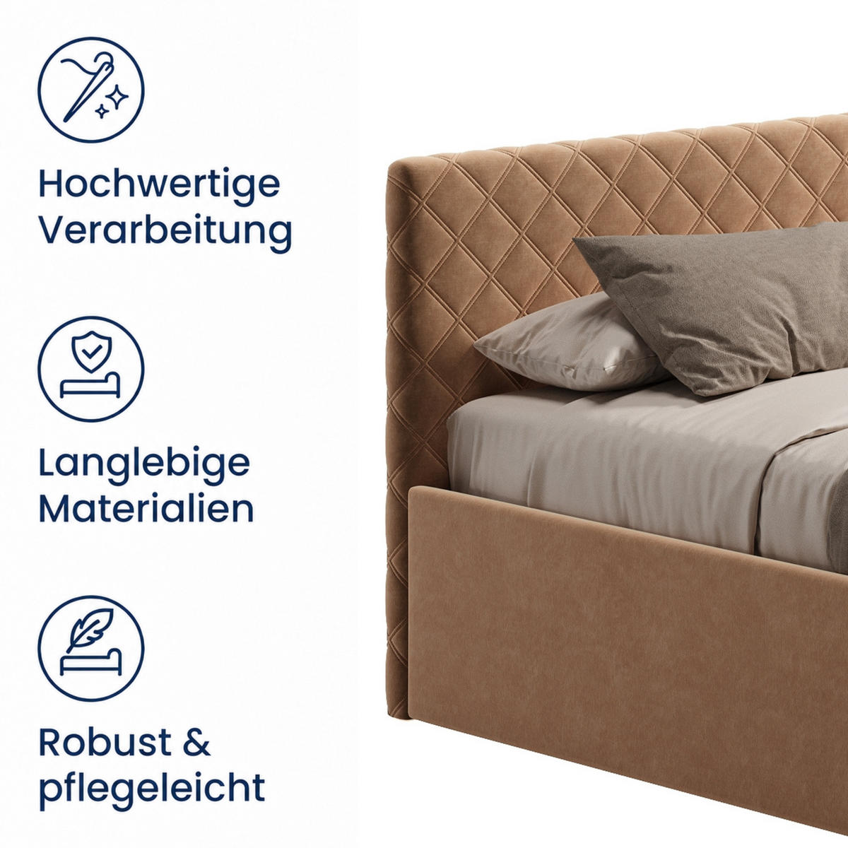 POLSTERBETT 180x200 cm Bonnellfederkernmatratze H2 in Beige - Beige, Textil (180/200cm) - Home Collective