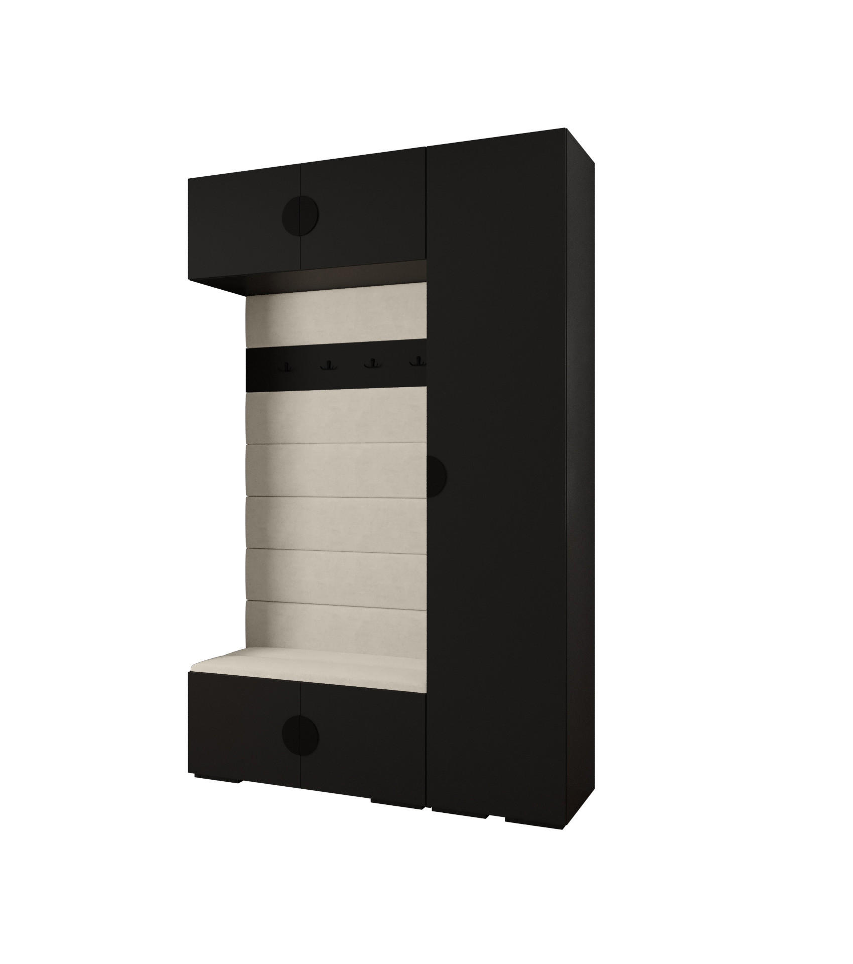 Abiks Möbel Garderoben-Set Schwarz, Beige, Schwarz 150x236.7x47 cm