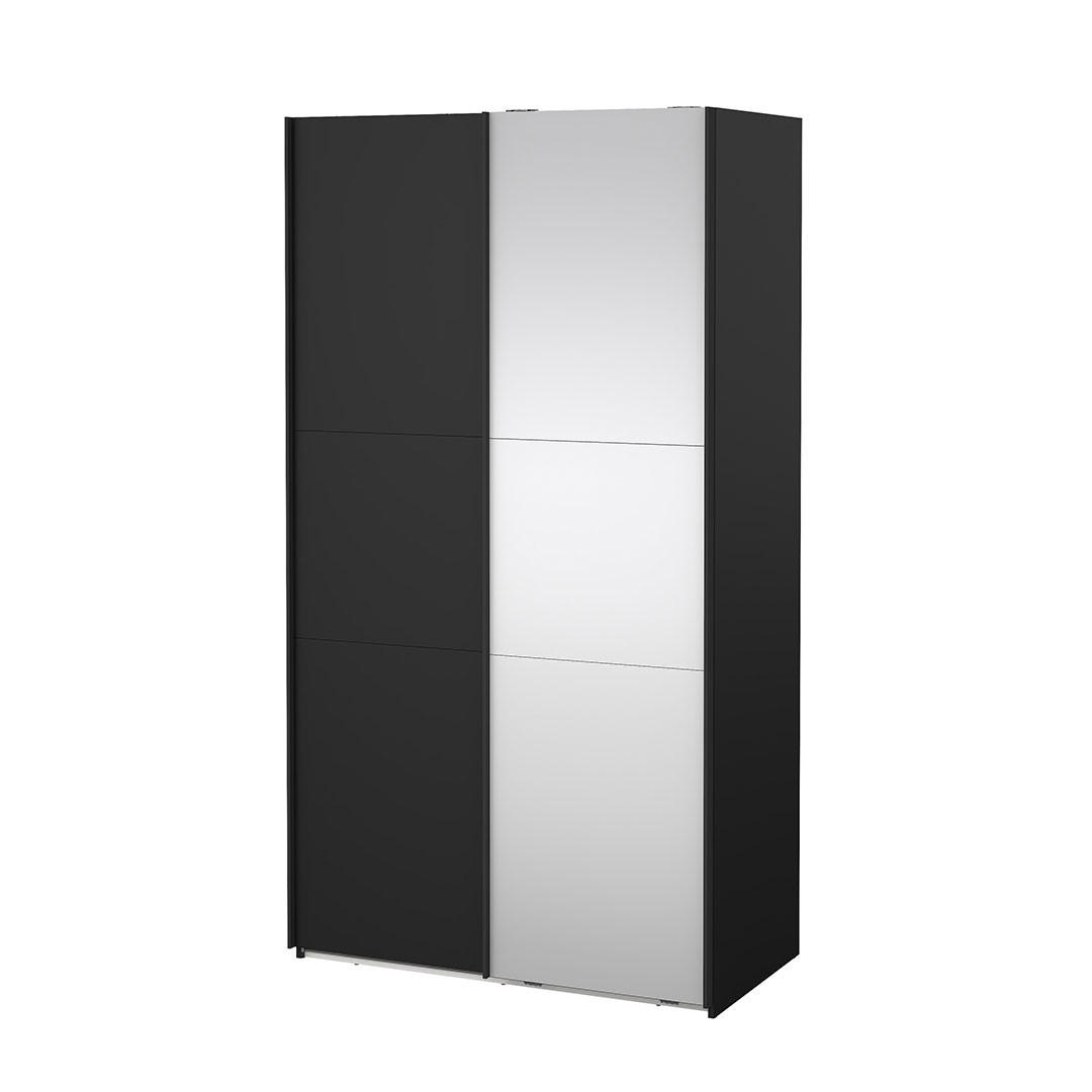 SCHIEBETÜRENSCHRANK, Como, Schwarz, Holzwerkstoff, 119 x 67 x 221 cm - Schwarz, Holzwerkstoff (119/221/67cm) - ebuy24