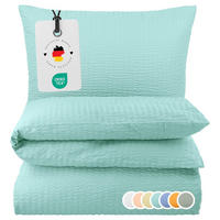 SEERSUCKER-BETTWÄSCHE 135x200 Uni Sommer Bettbezug Bügelfrei aus 100% Baumwolle, Bettbezüge einfarbig Mint Grün - Mintgrün, Textil (135/200cm) - Carpe Sonno