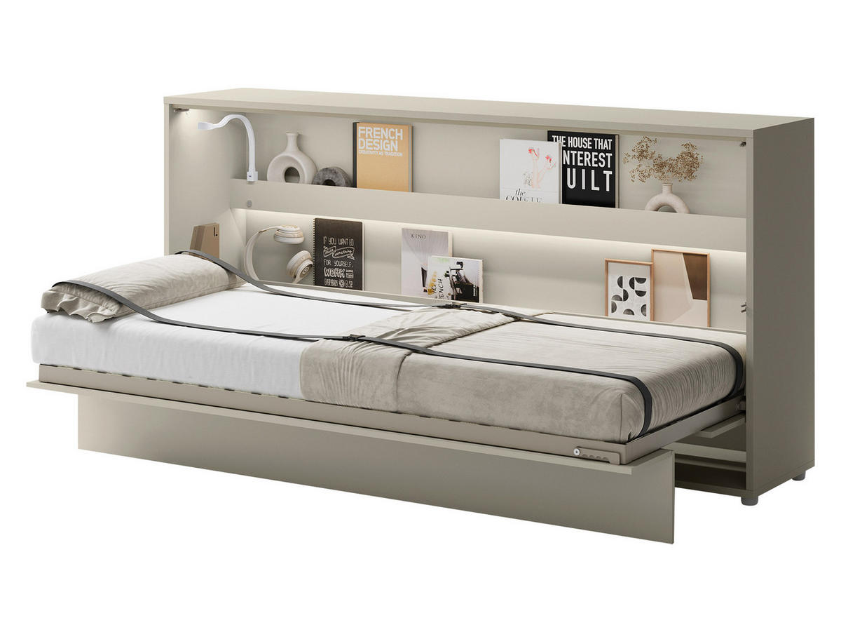 SCHRANKBETT Bed-Concept BC-06 90x200 mit weißer LED Beleuchtung - Kaschmir/Grau, Holz/Holzwerkstoff (90/200cm) - MIRJAN24