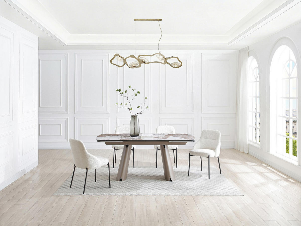 ESSTISCH ausziehbar 6-10 Personen - Keramik, Sicherheitsglas & Metall Bronze - Marmoroptik Weiß & Grau - FARUDI de Maison Céphy - Grau, Keramik (260/90/75cm) - Vente-Unique