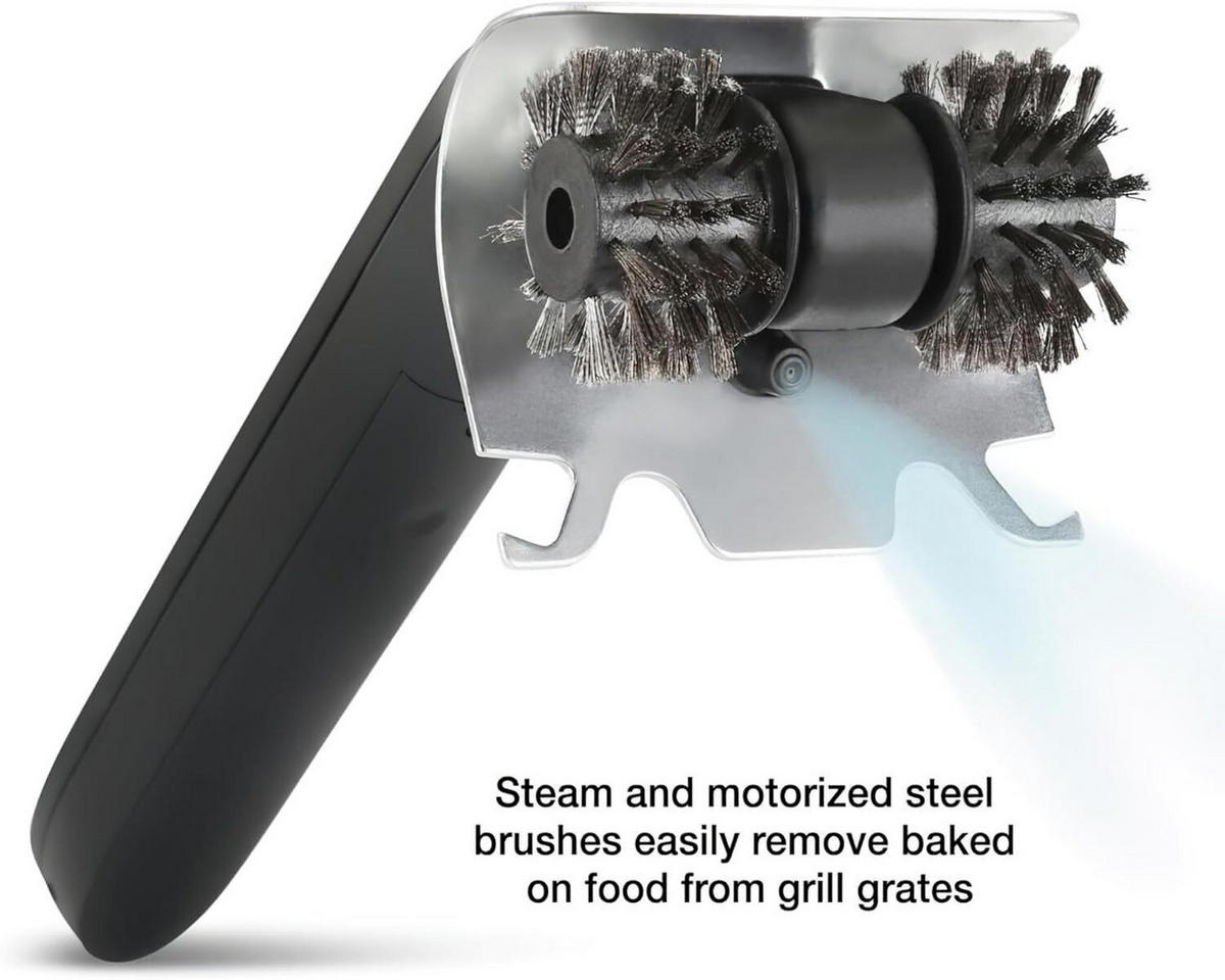 GRILLBÜRSTE Elektrische & Edelstahl Silber-Schwarz, Silber - Silberfarben, Metall (11cm) - Authentics