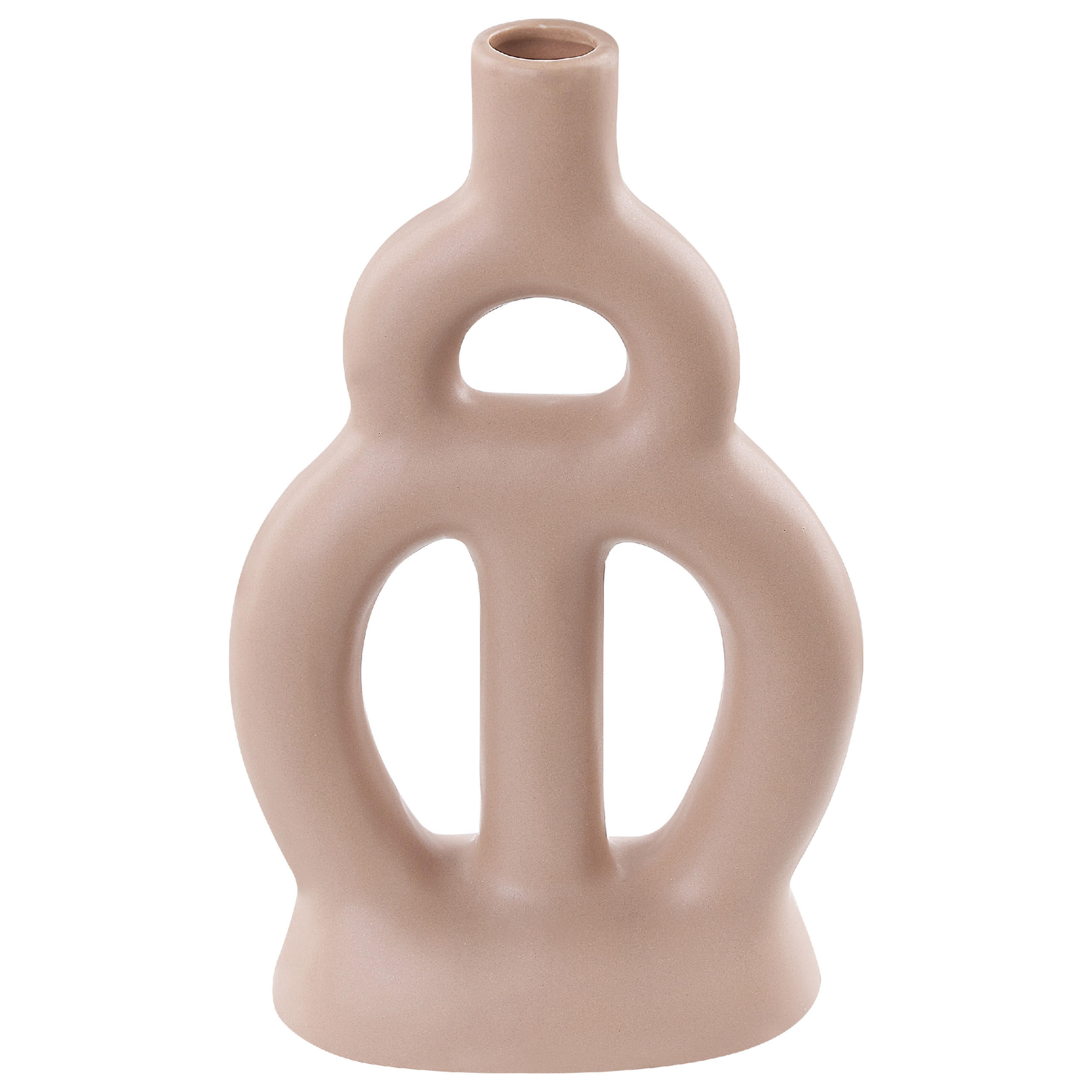 BLUMENVASE Porzellan beige Kozani - Beige, Keramik (28cm) - Beliani