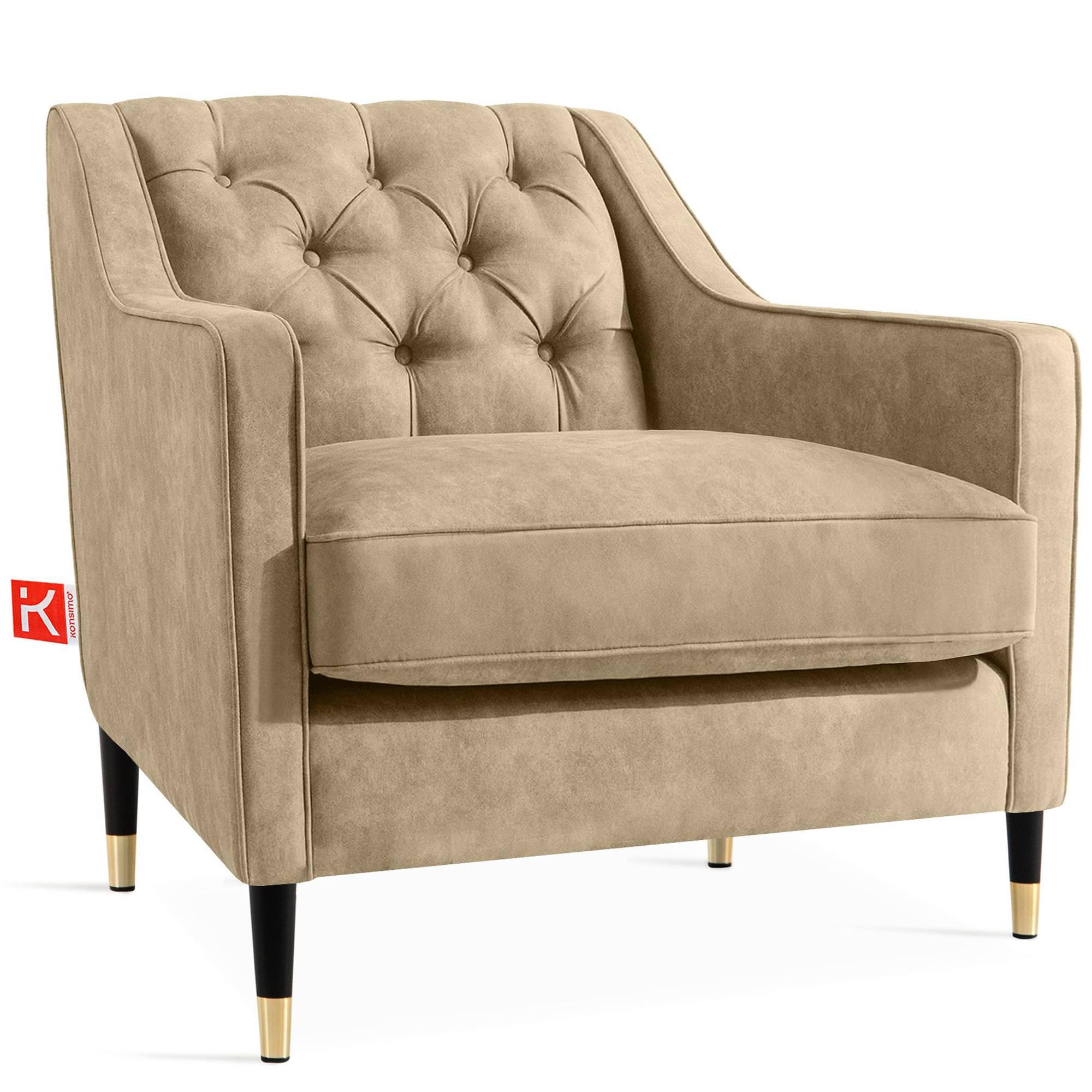 SESSEL NOMUS Kunstleder, gesteppt, leicht Beige - Wengefarben/Hellbraun, Holz/Holzwerkstoff (77/78/80cm) - KONSIMO®