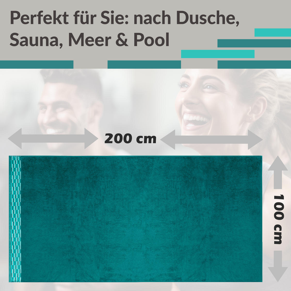 BADETUCH Lugano Opal Grün 100x200 cm - Opal, Textil (100/200cm) - Lashuma