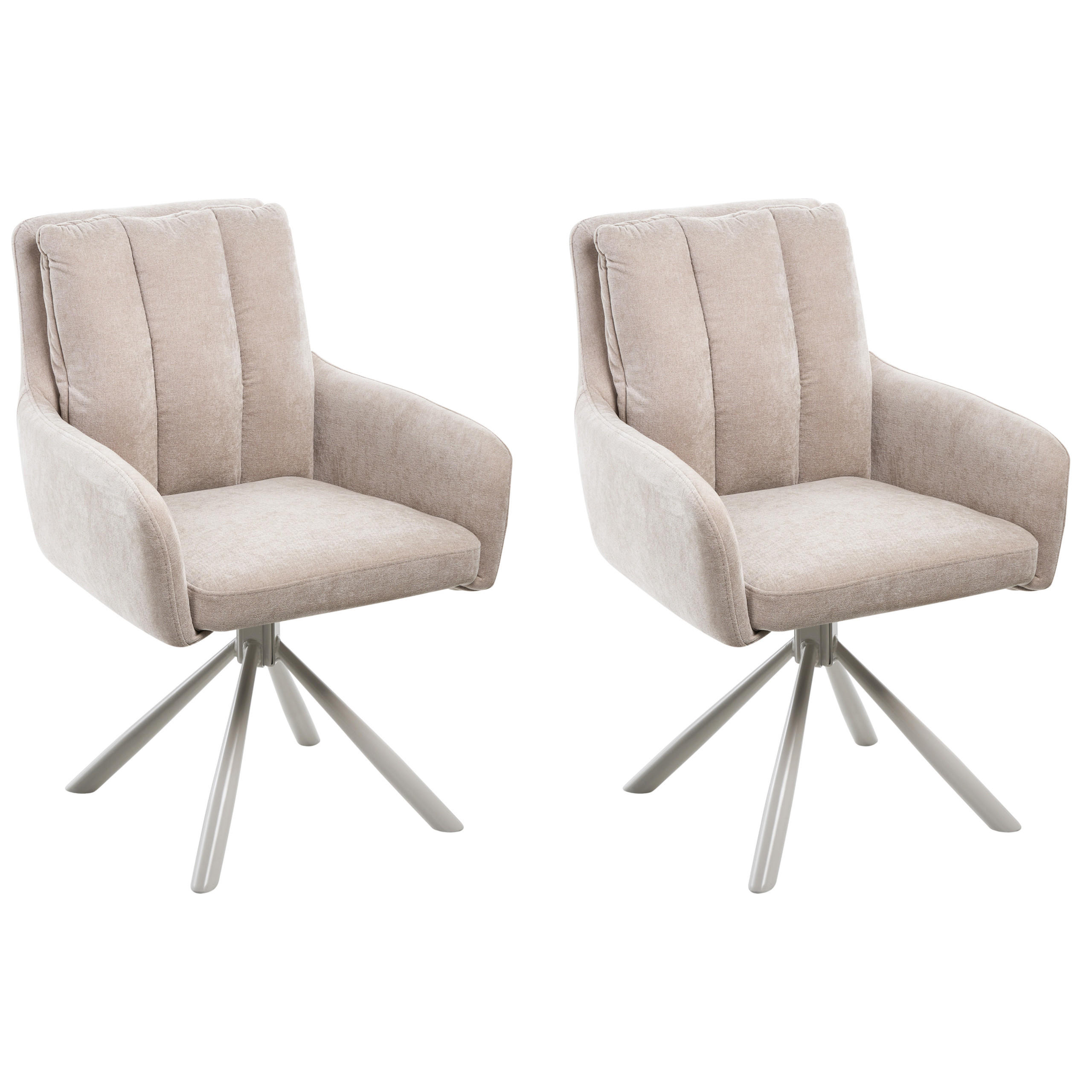 ESSZIMMERSTUHL 2er-Set Stoff Beige Sardoal - Beige, Textil (56/86/65cm) - Beliani