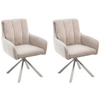 ESSZIMMERSTUHL 2er-Set Stoff Beige Sardoal - Beige, Textil (56/86/65cm) - Beliani