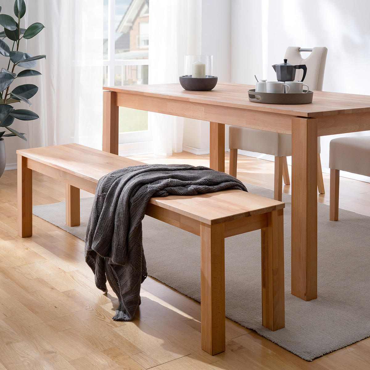 SITZBANK - Buche massiv - Buchefarben, Holz (160/45/35cm) - home24