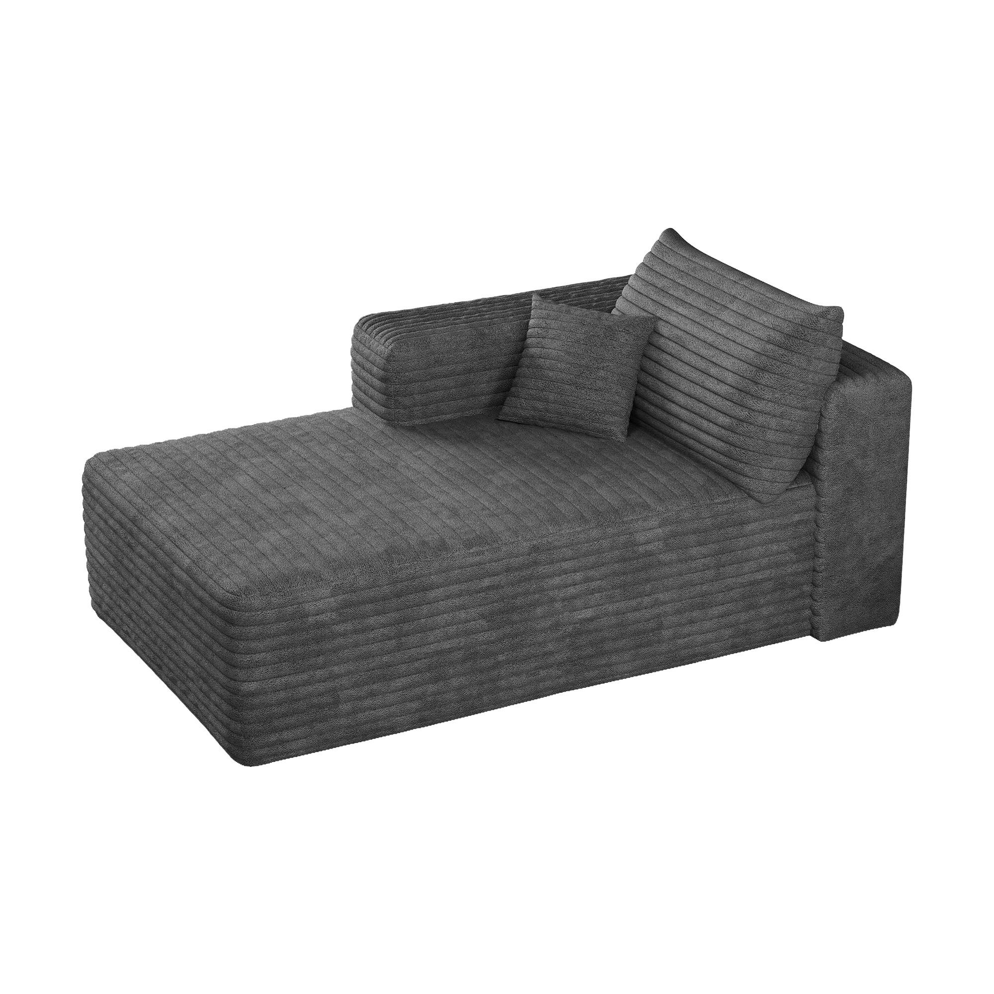 RÉCAMIERE DE-34736 rechte Chaiselongue mit Corduroy Dunkelgrau - Dunkelgrau, Textil (90/58/151cm) - ComfortXL