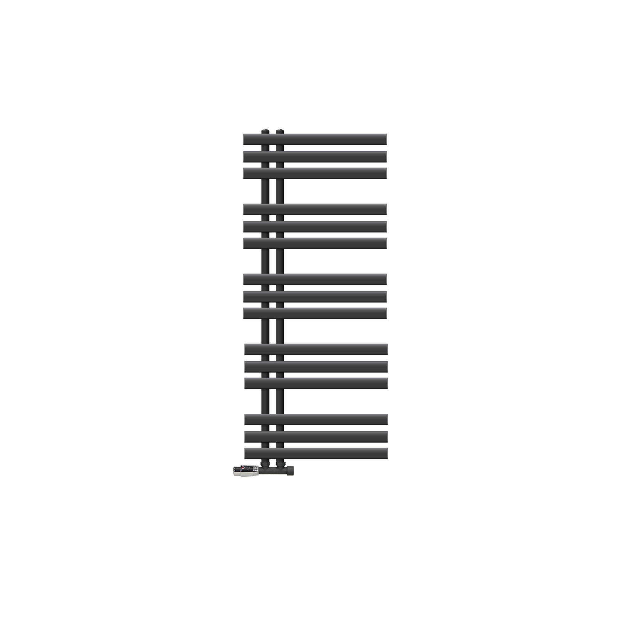 LuxeBath KOUPELNOVÝ radiátor Iron EM 500 x 1200 mm antracitový s rohovým ventilem