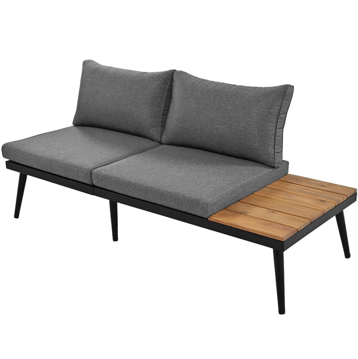 GARTENLOUNGE-SET 160/64/75 cm 6-tlg. mit 8 cm Kissen, modularer Kombination und verzinktem Eisenrahmen, Antikgrau - Grau, Metall - Redom