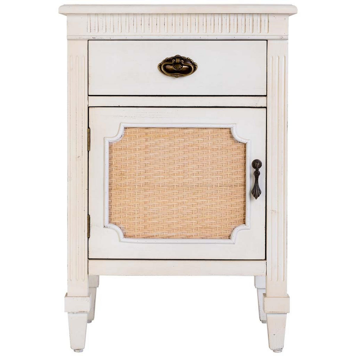 NACHTTISCH aus Holz und Gitter, weiß, 46x36x68cm - Weiß, Holz (46/68/36cm) - Wanderlust