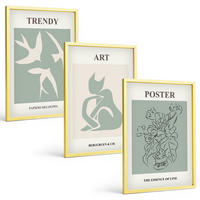 BILDER SET 3er Set - 40x60 cm Goldrahmen - Matisses stilvolle Illustrationen - Goldfarben, Kunststoff (40/60cm) - TULUP