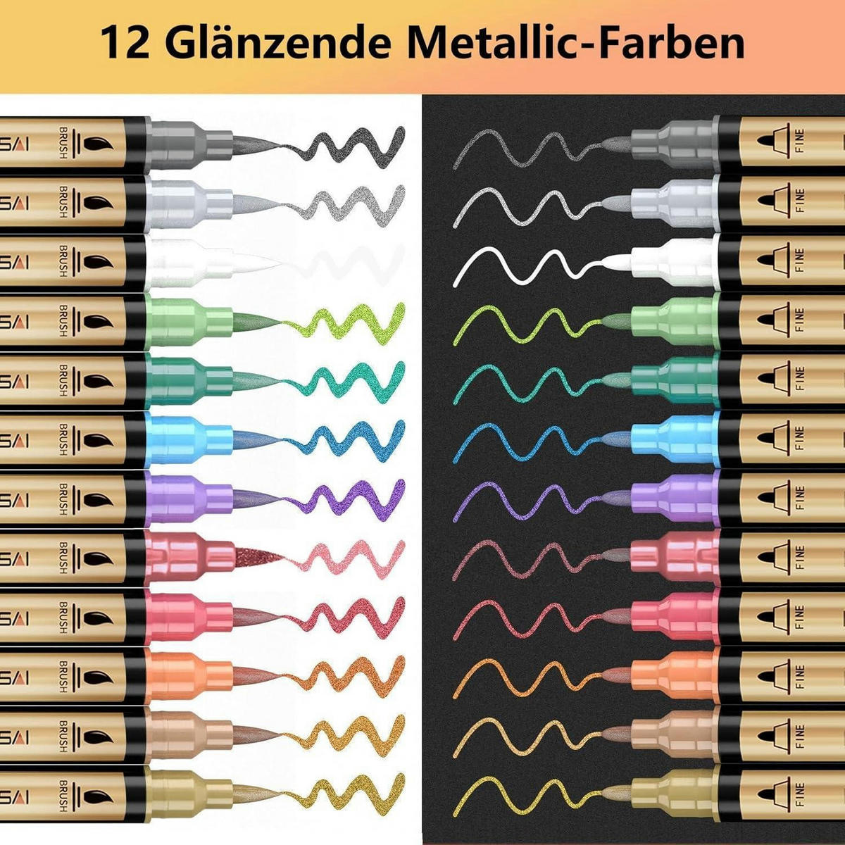 ACRYLSTIFTE Set 72-teilig mit Metallic-Effekt - Multicolor, Kunststoff (1/1/15cm)