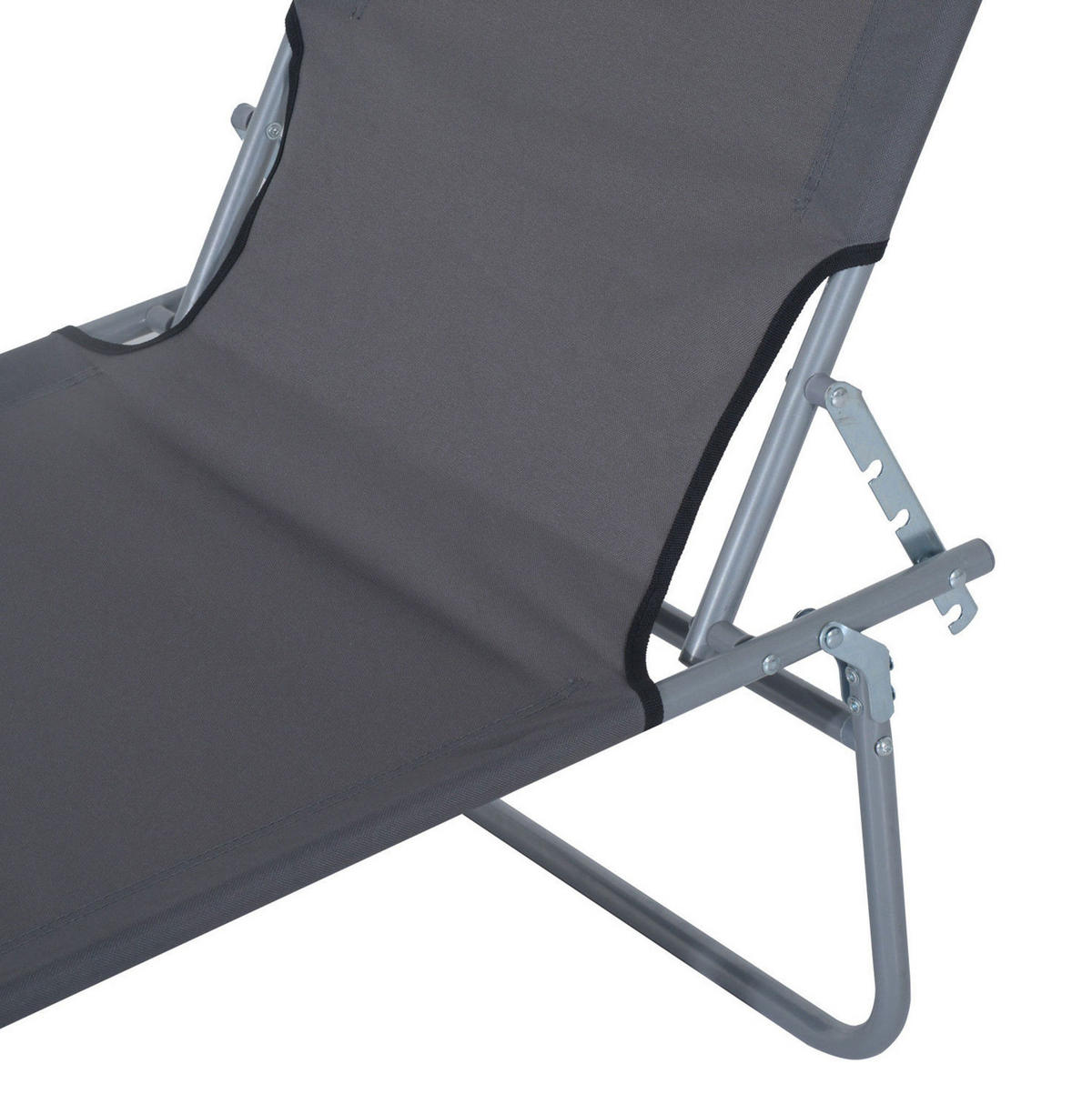 GARTENLIEGE 187/58/36 cm grau aus Metall klappbar mit Sonnendach - Grau, Metall (187/36/58cm) - OKWISH