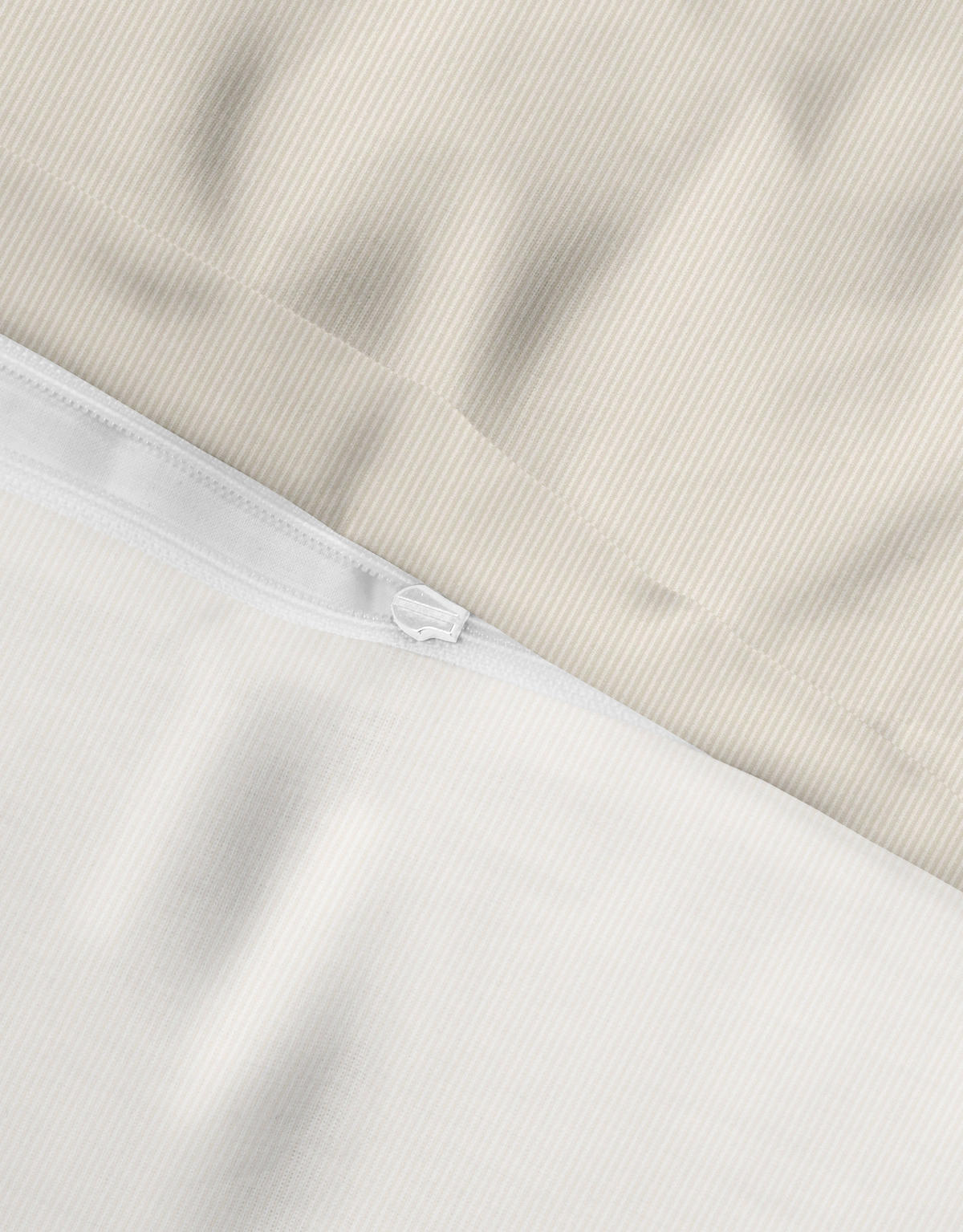 BETTWÄSCHE-GARNITUR Satin Feine Streifen natur, 155x200 cm + 80x80 cm - Naturfarben, Textil (155/200cm) - biberna