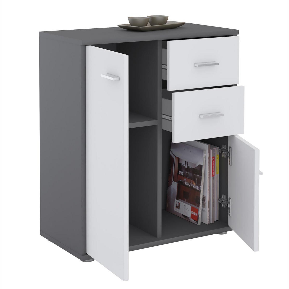 KOMMODE LOCARNO - Weiß/Grau, Holzwerkstoff (60/70/30cm) - CARO-Möbel