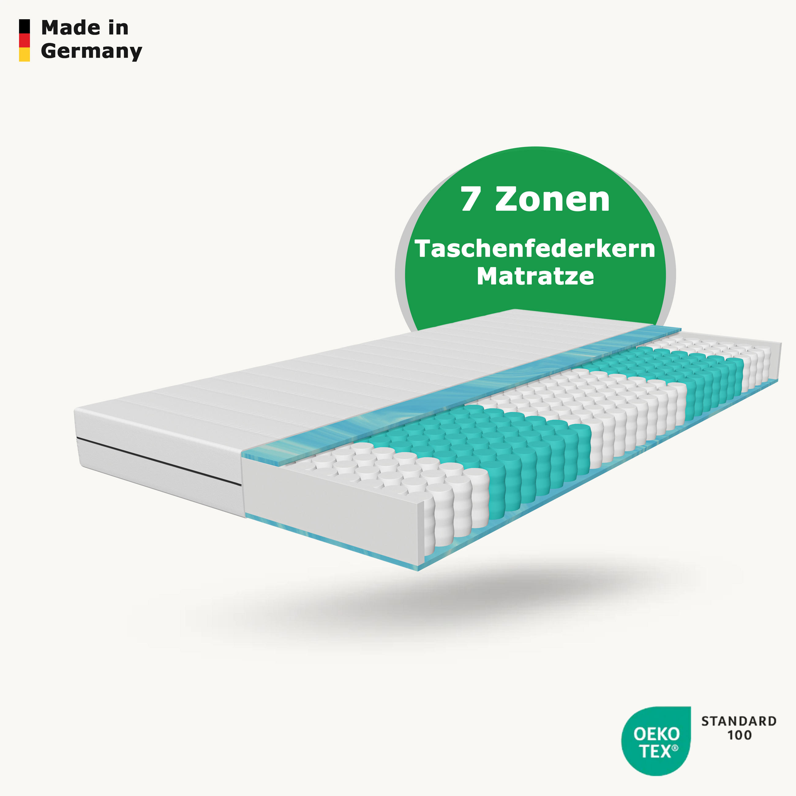 FEDERKERNMATRATZE Orthopädische H3 Komfort 160x200 cm - Weiß, Textil (160/200cm) - Schlaftroll