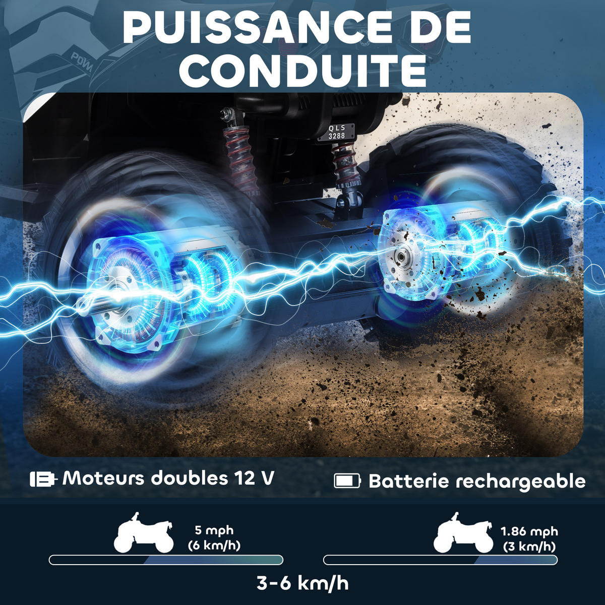 ELEKTRO-QUAD DE-13164 8 km/h Weiß/Schwarz - Weiß, Kunststoff (100/65/73cm) - ComfortXL