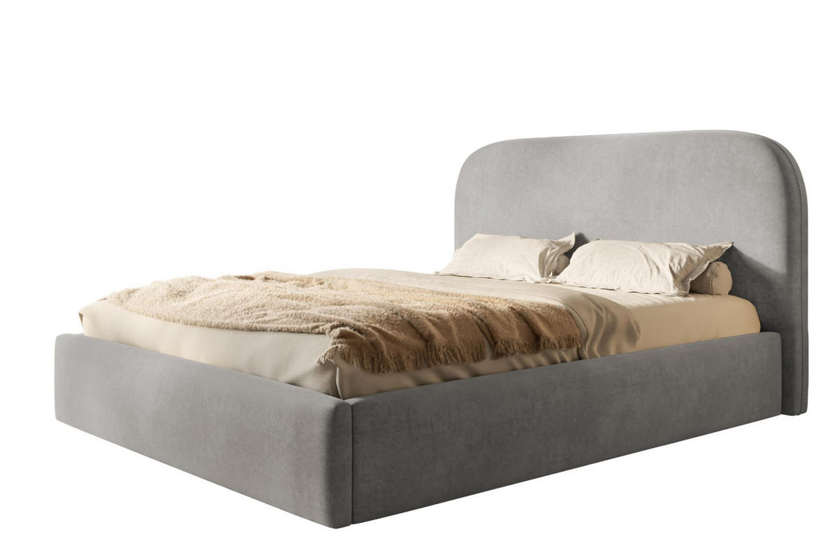 BETT 90x200 - Polsterbett mit Bettkasten und Holzrahmen - Modern Betten - Weicher Jasminstoff - Kollektion Verona - Grau - Grau, Holz/Textil (90/200cm) - Alpi-Möbel