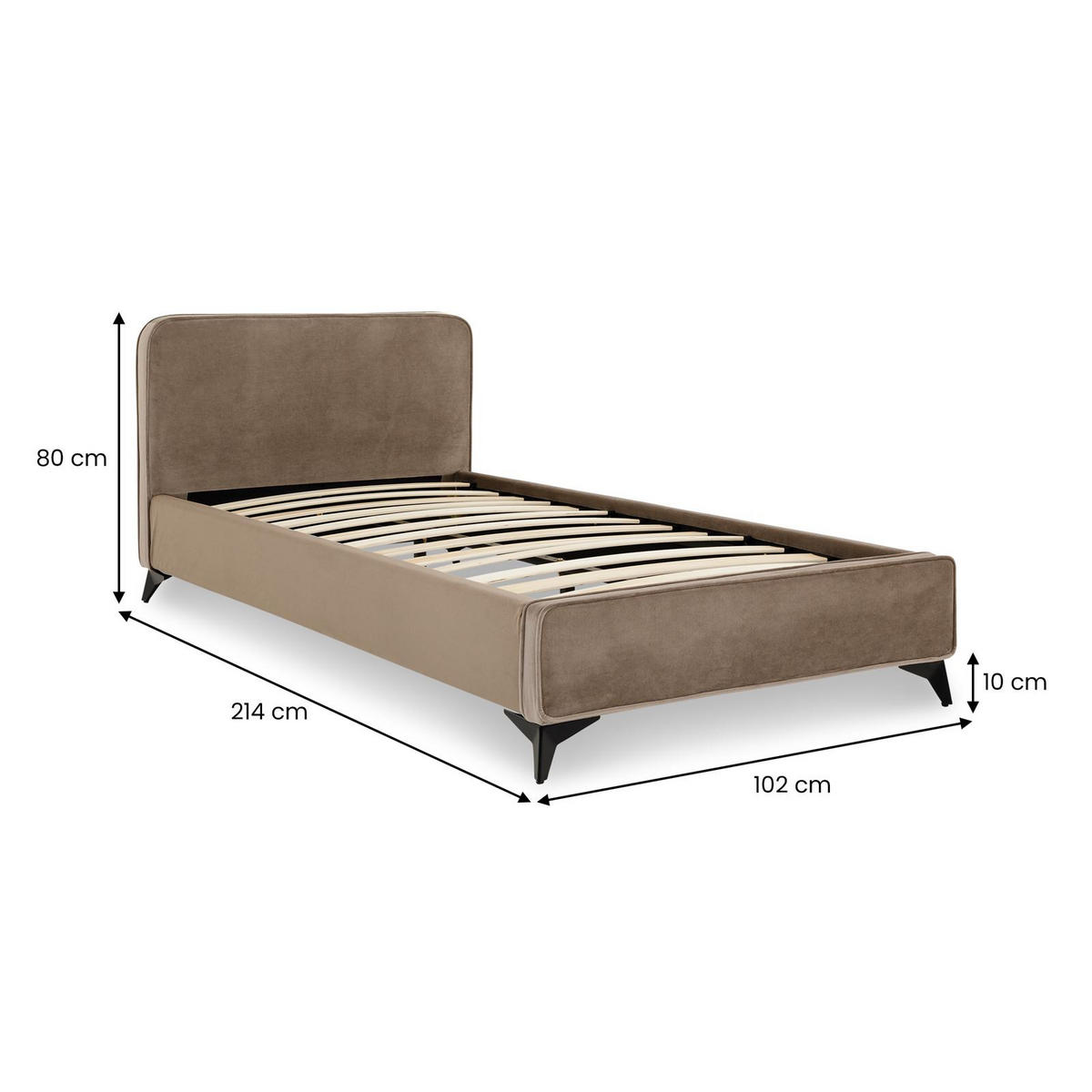 POLSTERBETT LAVORO 90x200 cm greige - Greige, Textil (90/200cm) - IDIMEX