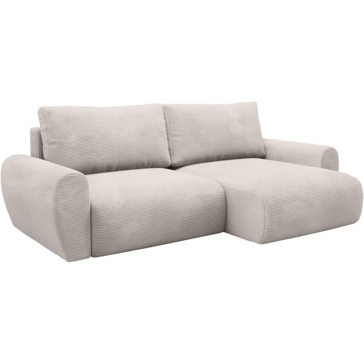 ECKSCHLAFSOFA Poss L beige rechts - Beige, Textil (253/153cm) - Beautysofa