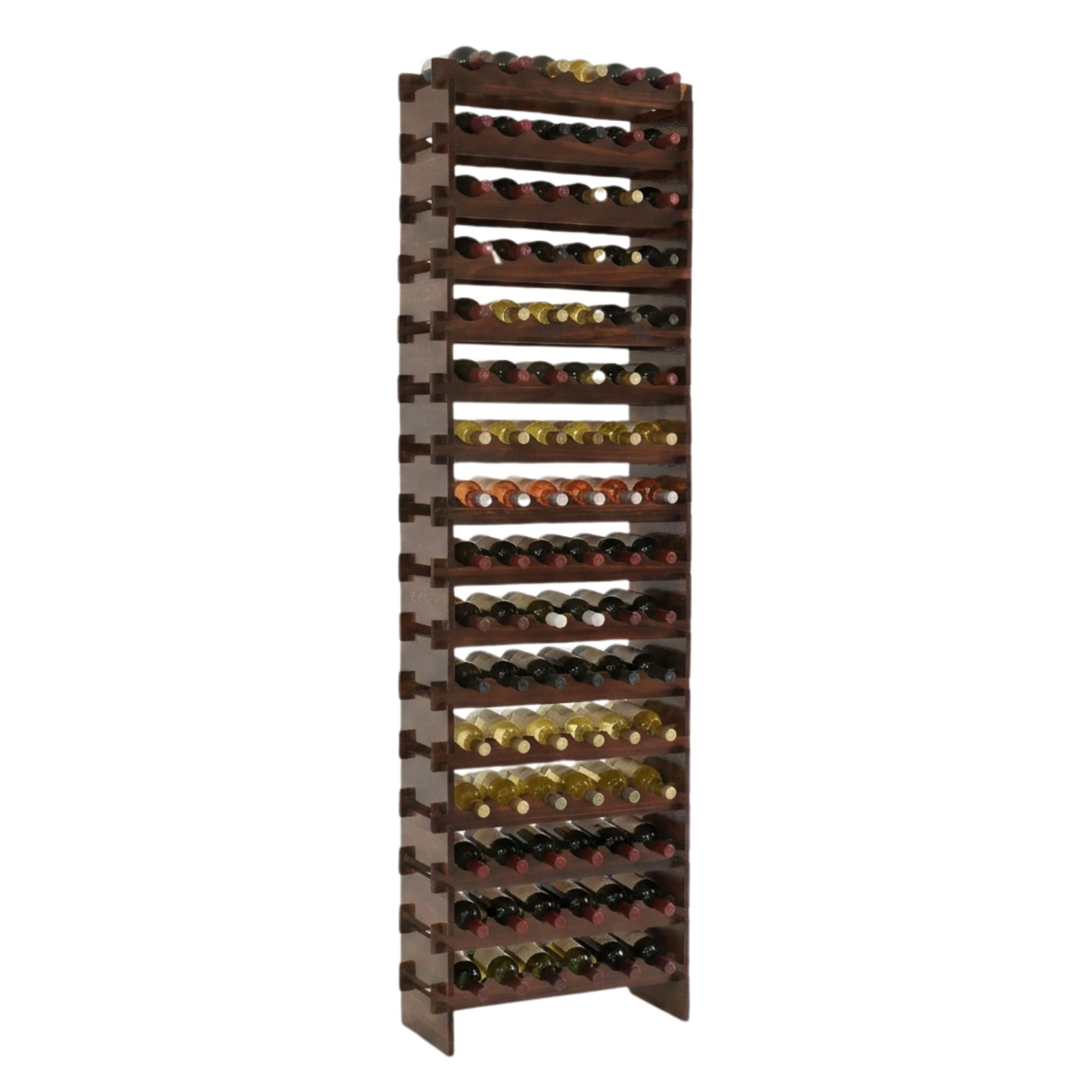 WEINREGAL NAVARRA aus Holz 219x65x28cm 96 Flaschen auf 16 Ebenen Braun geölt - Braun, Holz (65/219/28cm) - PROREGAL