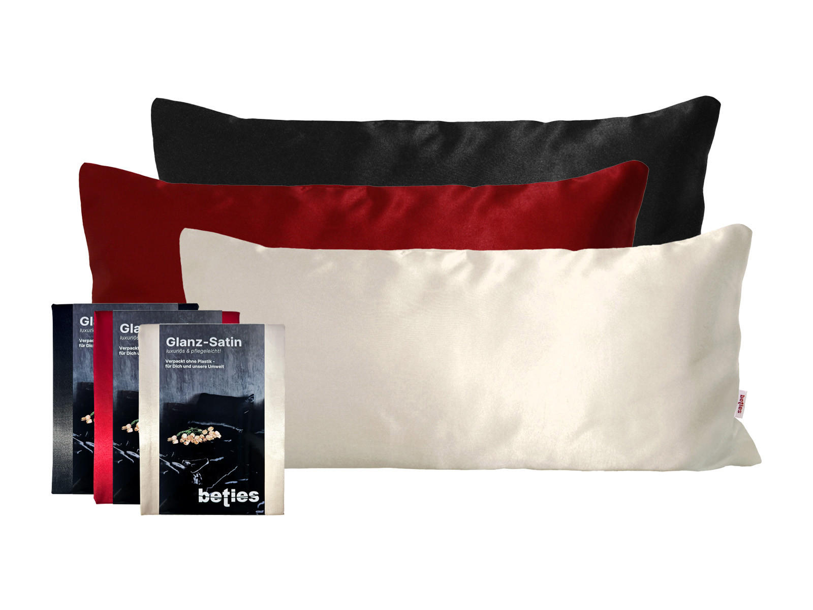 KISSENBEZUG Glanz Satin schwarz 40/80 cm - Schwarz, Textil (40/80cm) - beties Heimtextil