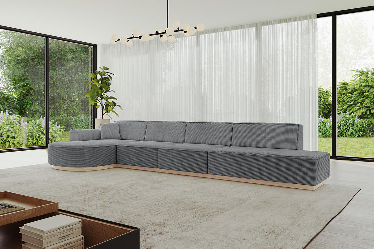 ECKSOFA Ottomane Links ARRIO-L3 - 413x171x83 cm Dunkelgrau - Dunkelgrau, Holzwerkstoff/Textil (413/171cm) - ALTDECOR