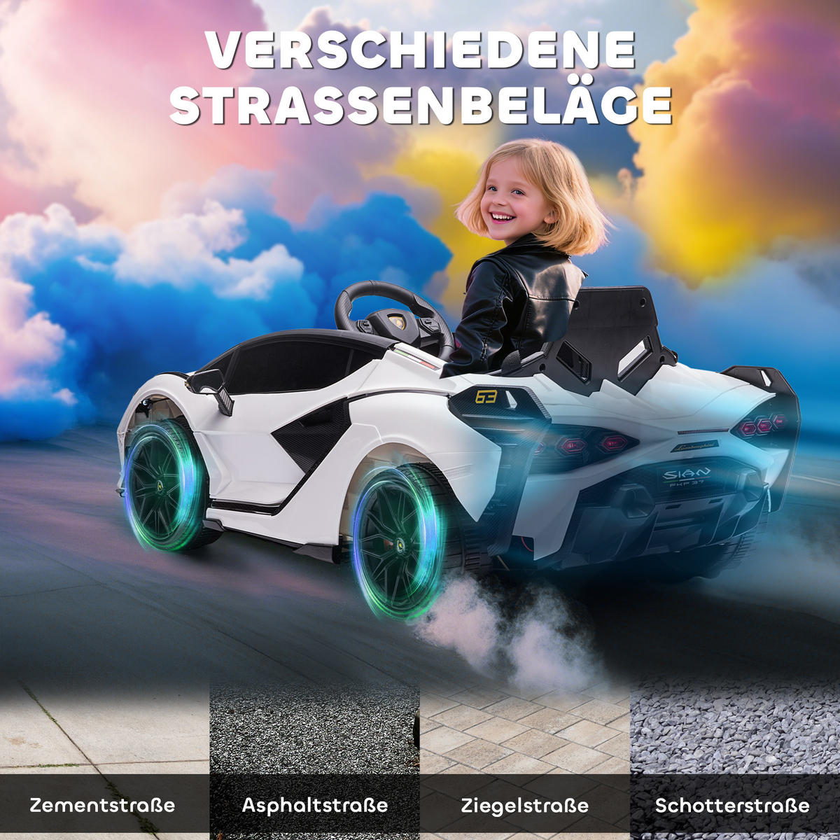 KINDERFAHRZEUG SUV-Auto-Spielzeug mit Fernbedienung Musik Weiß - Weiß, Metall (108/62/40cm) - HOMCOM