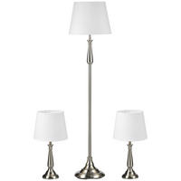 TISCHLAMPE Set, 3-tlg. Lampenset, Creme - Creme, Metall (35.5/35.5/146cm) - HOMCOM