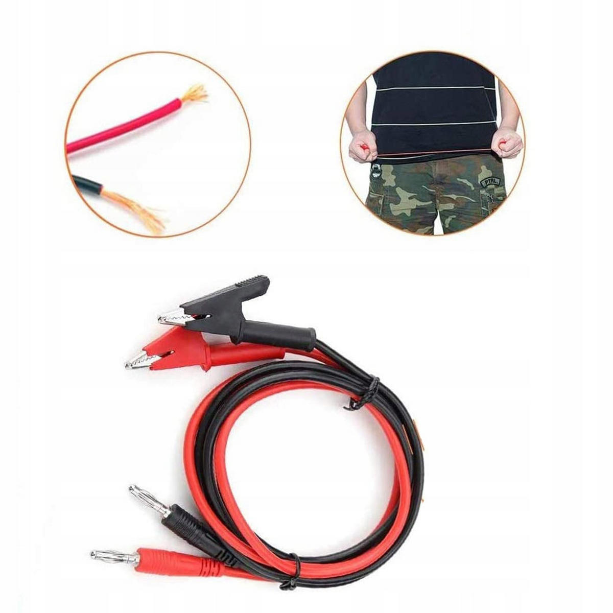 MESSKABEL Universal 2-tlg. Set, 100 cm, 1500 V, 15 A, Krokodilklemmen, Bananenstecker 4 mm, max. Öffnung 10 mm - Multicolor, Kunststoff/Metall (8/8/3cm)