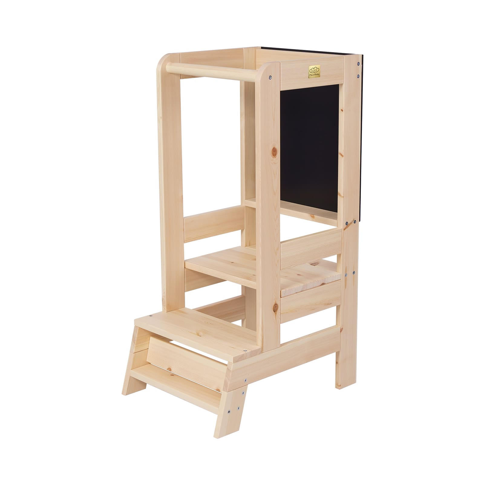 LERNTURM mit Tafel für Kinder, Natur Holz - Naturfarben, Holz (39/90/90cm) - MeowBaby