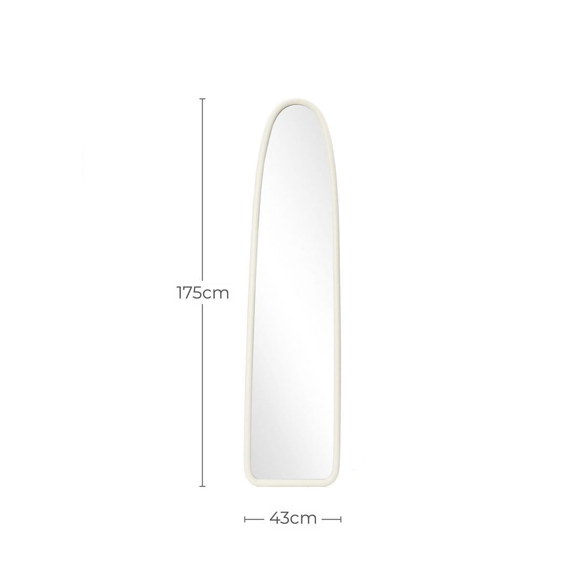 VOLLKÖRPER-SPIEGEL, 175x43 cm, eleganter gebogener Rahmen - Weiß, Glas (49/175/6cm) - Hometopia