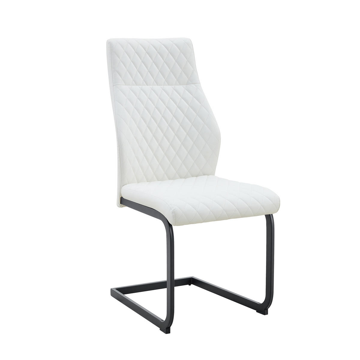 ESSGRUPPE DE-39485 5-teilig, Glastisch und 4 Stühlen mit hoher Rückenlehne Weiß - Weiß, Metall (85/75/85cm) - ComfortXL