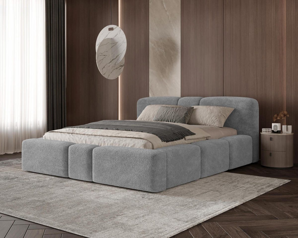 POLSTERBETT Monte200x200 cm- Bettkasten und Stauraum - Doppelbett mit Stabilem Metallrahmen - Monte-Stoff- Dunkelgrau - Dunkelgrau, Holzwerkstoff (200/200cm) - Chilly