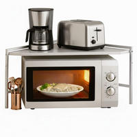 MIKROWELLENREGAL Eckregal Küche Stehend Arbeitsplatte 72x72 cm Weiß 2 Stufig 96689 - Weiß, Metall (72/46/72cm) - DanDiBo