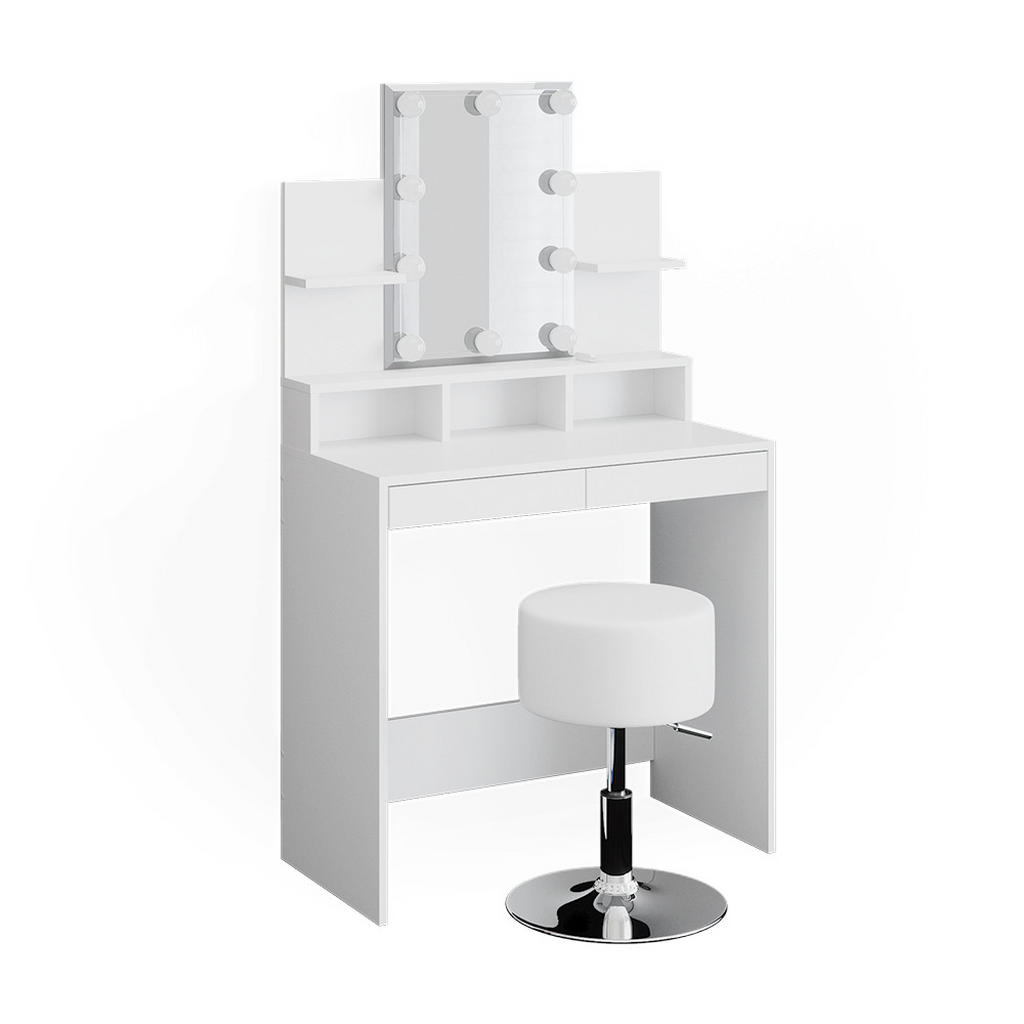 MASĂ DE TOALETĂ Ania Alb 80 cm cu iluminare LED si taburet