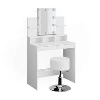 SCHMINKTISCH Ania Weiß 80 cm mit LED Beleuchtung und Hocker - Weiß, Holzwerkstoff (80/139.6/40cm) - Vicco